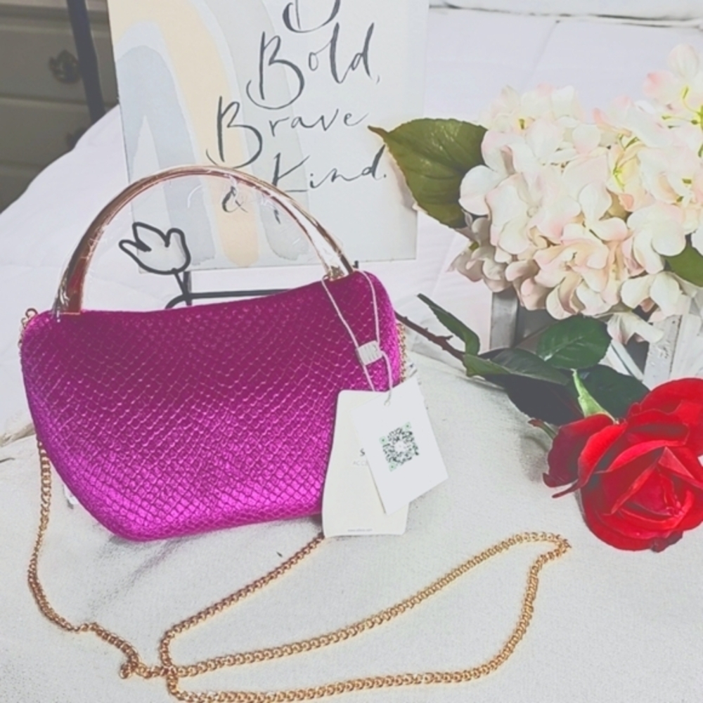 Bag Elegant Pink Velvet cross bag Elegant wear office wear career minimalist - Picture 12 of 16